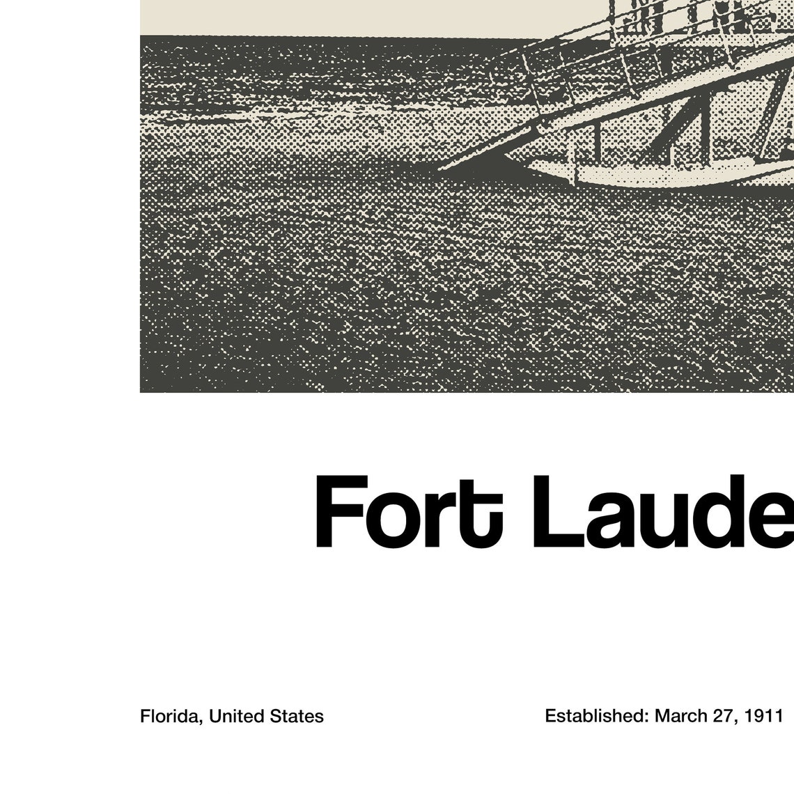 Fort Lauderdale Florida Travel Poster, Minimalist City Print - Image 2