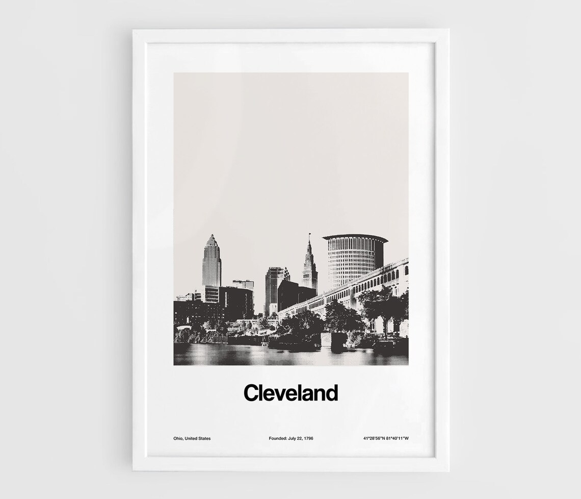Cleveland Ohio Poster Print, Minimalist City Skyline