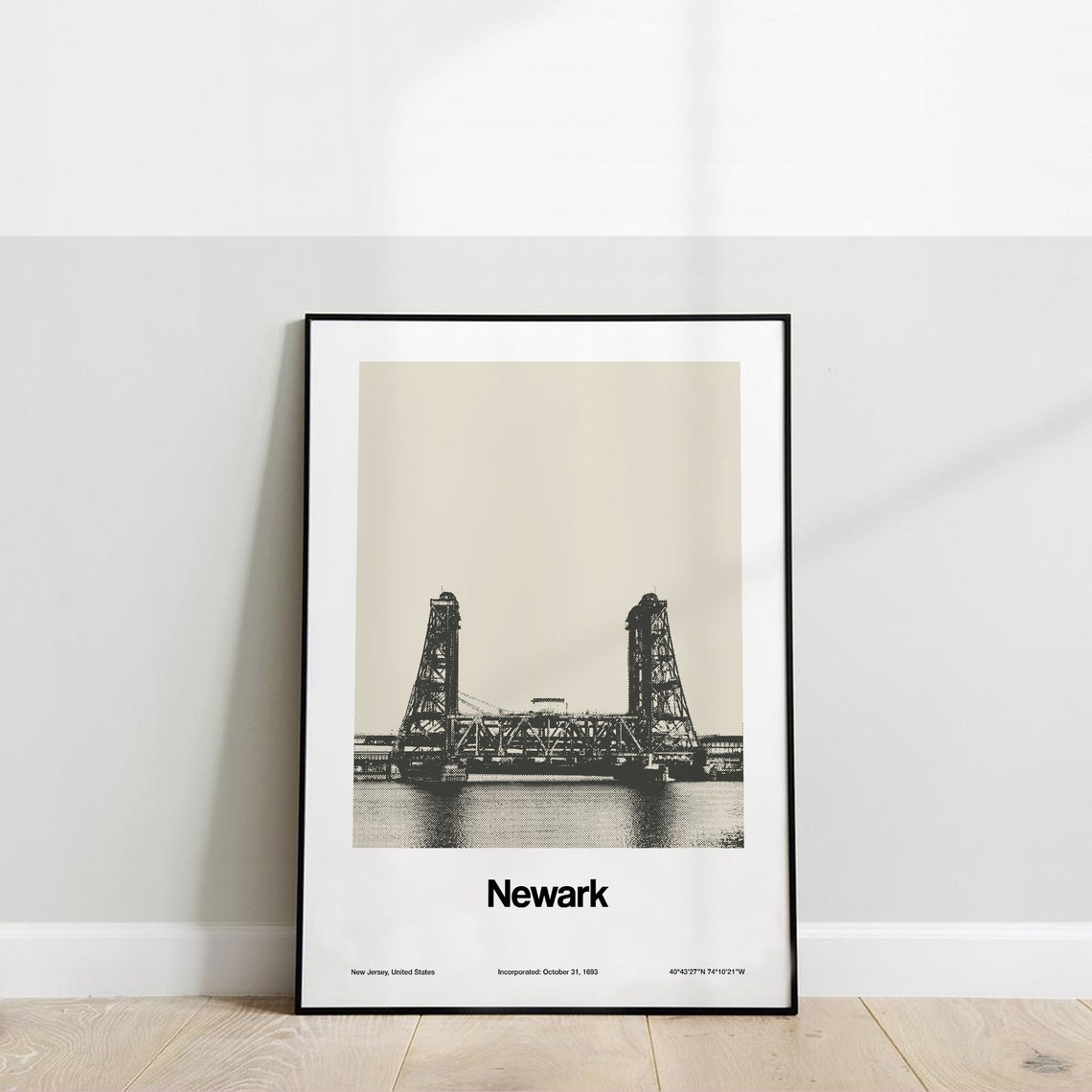 Newark NJ Dock Bridge Minimalist Travel Poster - Image 2