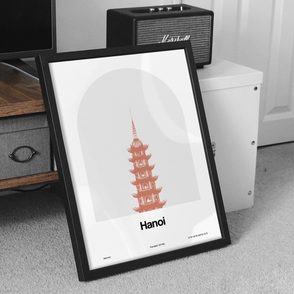 Hanoi Buddhist Temple Print Hanoi Vietnam Tran Quoc Pagoda Hanoi Hanoi H Ni Vietnam Travel Wall Art Minimalist Custom City Arch Print - Image 2