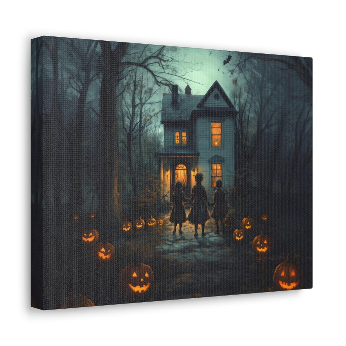 Spooky Trick Or Treat Children At Haunted House Night Poster
