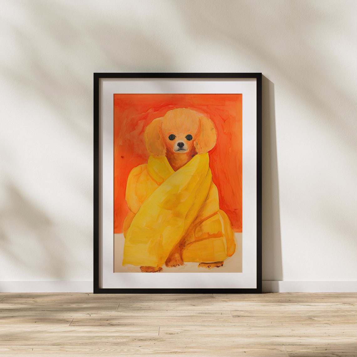 Cozy Poodle Wrapped in Blanket Warm Heartwarming Dog Art Poster - Image 2