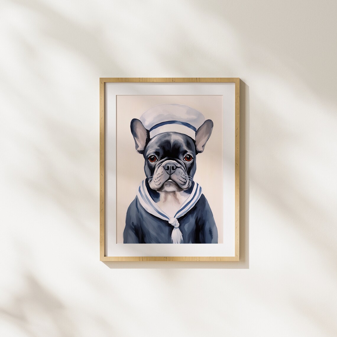 French Bulldog Sailor Pup Sweet Nautical Dog Portrait Poster