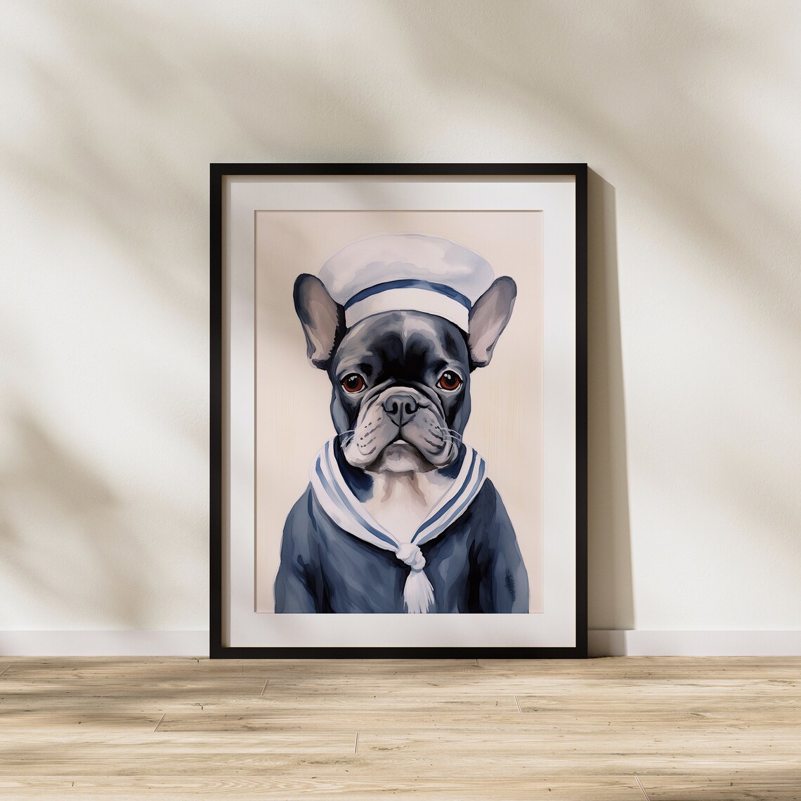 French Bulldog Sailor Pup Sweet Nautical Dog Portrait Poster - Image 2