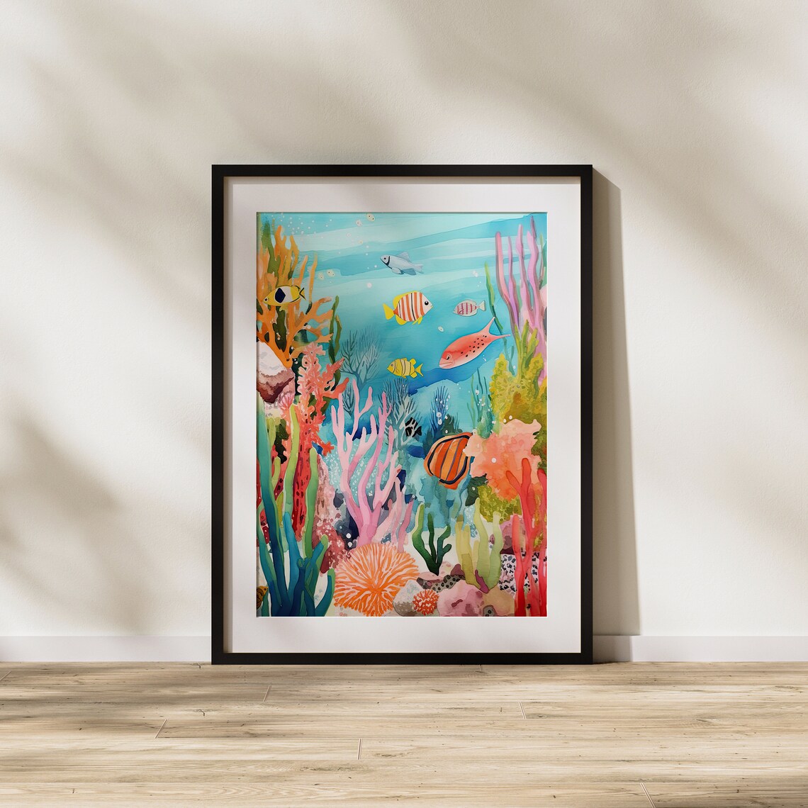 Coral Reef Fish Colorful Underwater Watercolor Sea Life Art Poster - Image 3