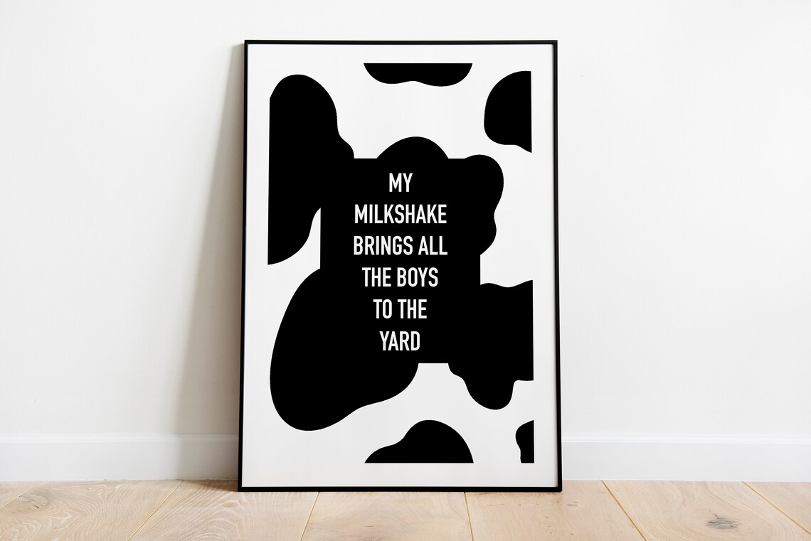 Milkshake Cow Quote, Farm Animal Art Print