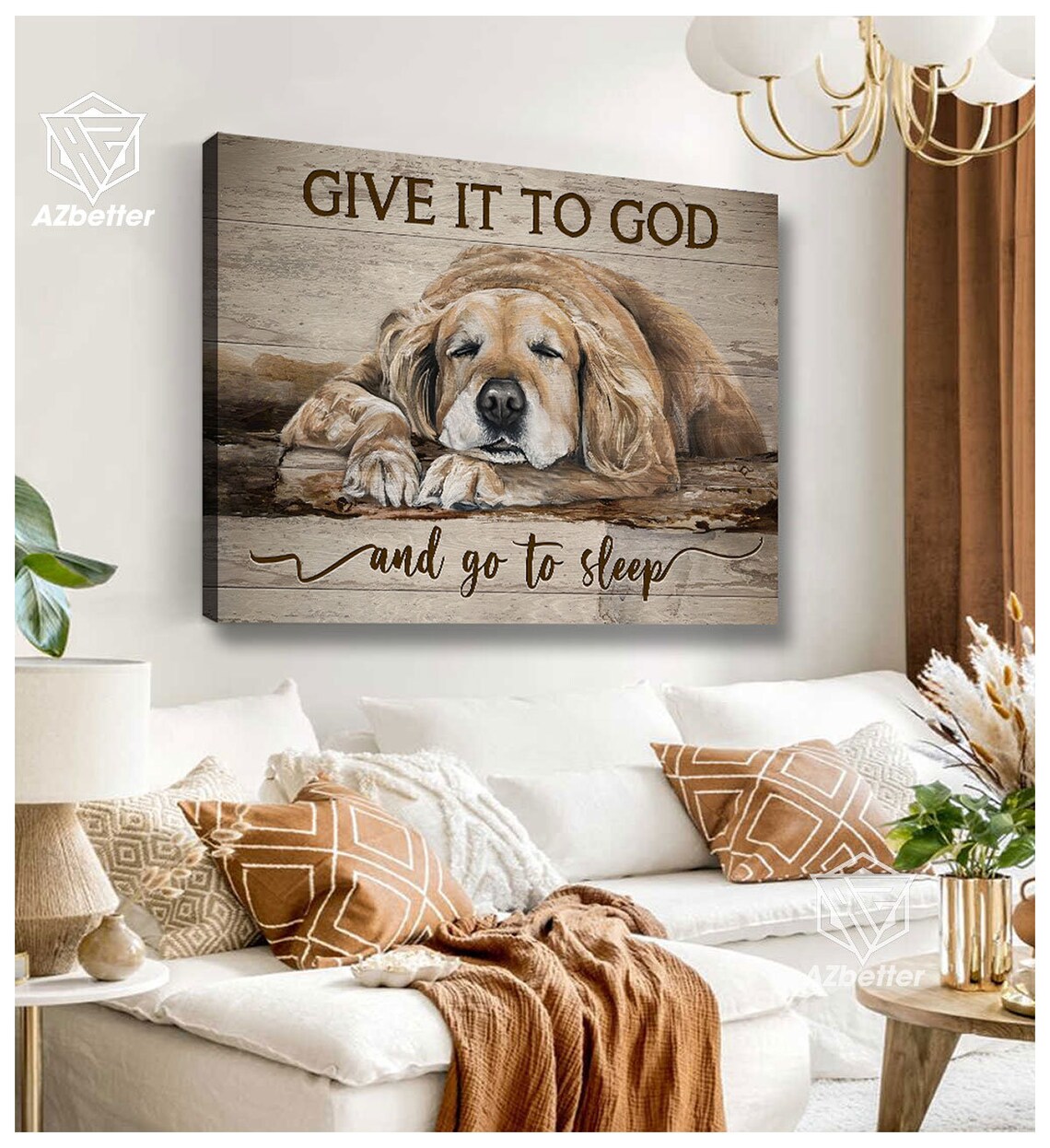 Give It To God And Go To Sleep Golden Retriever Dog Rest Poster - Image 5