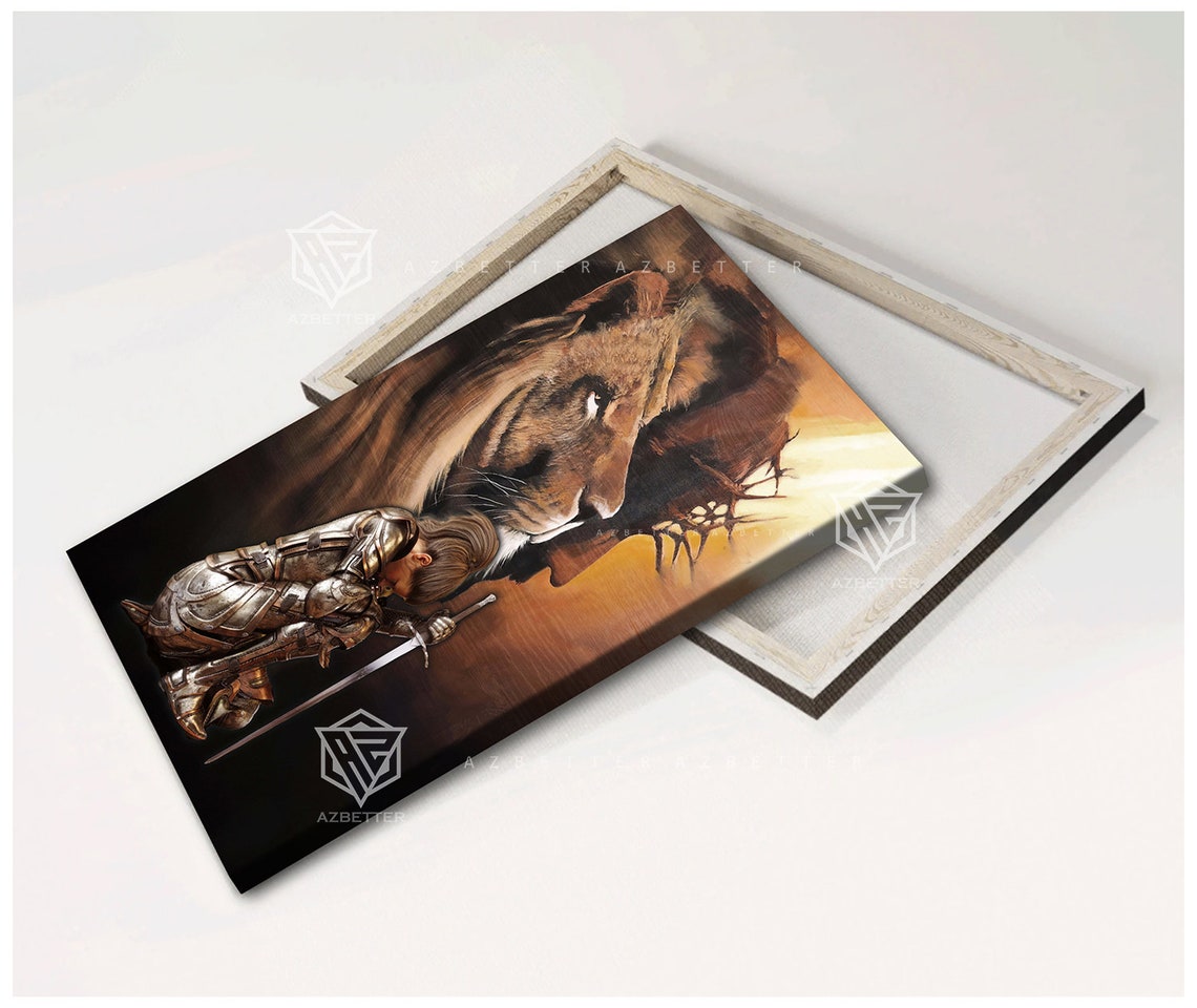 Daughter Of The King Child Of God Lion Jesus Painting God Wall Art Gift For Christian Female Warrior Of God - Image 3