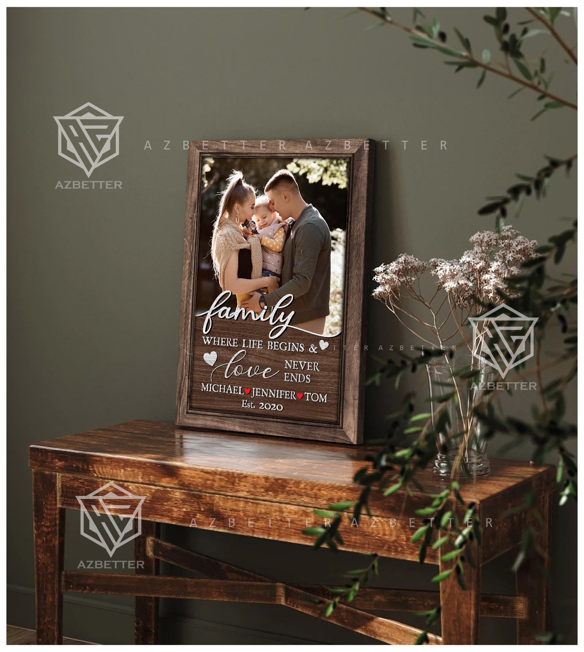Family Where Life Begins Love Never Ends Wedding Photo Quote Poster - Image 2