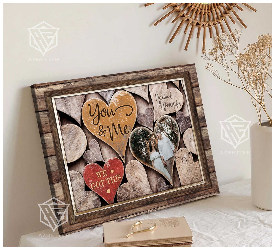 Personalized You And Me We Got This Rustic Wooden Hearts Couple Poster - Image 3