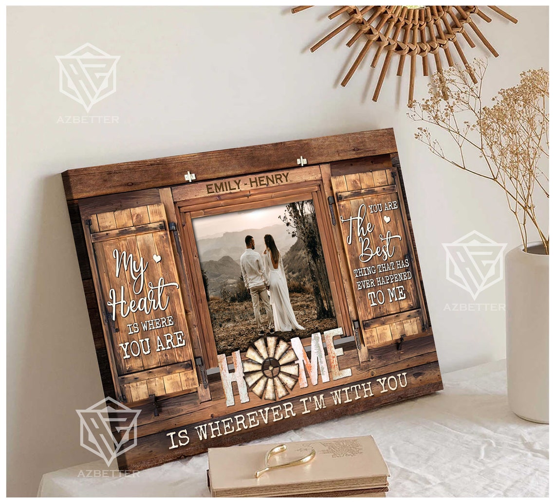 Personalized Home Is Wherever I Am With You Barn Door Couple Poster - Image 5