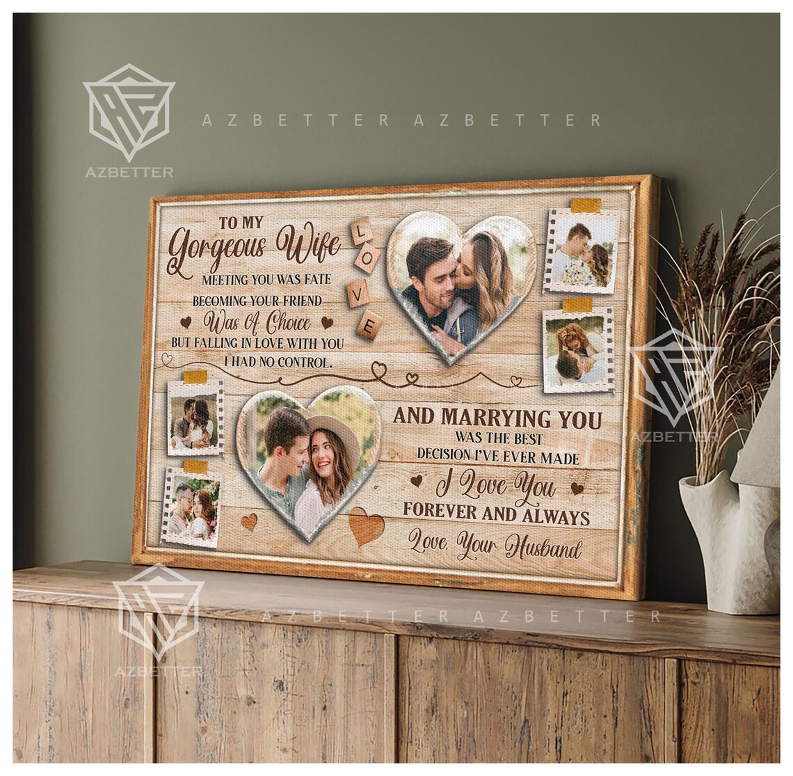 To My Gorgeous Wife Meeting You Was Fate Heart Collage Poster - Image 2