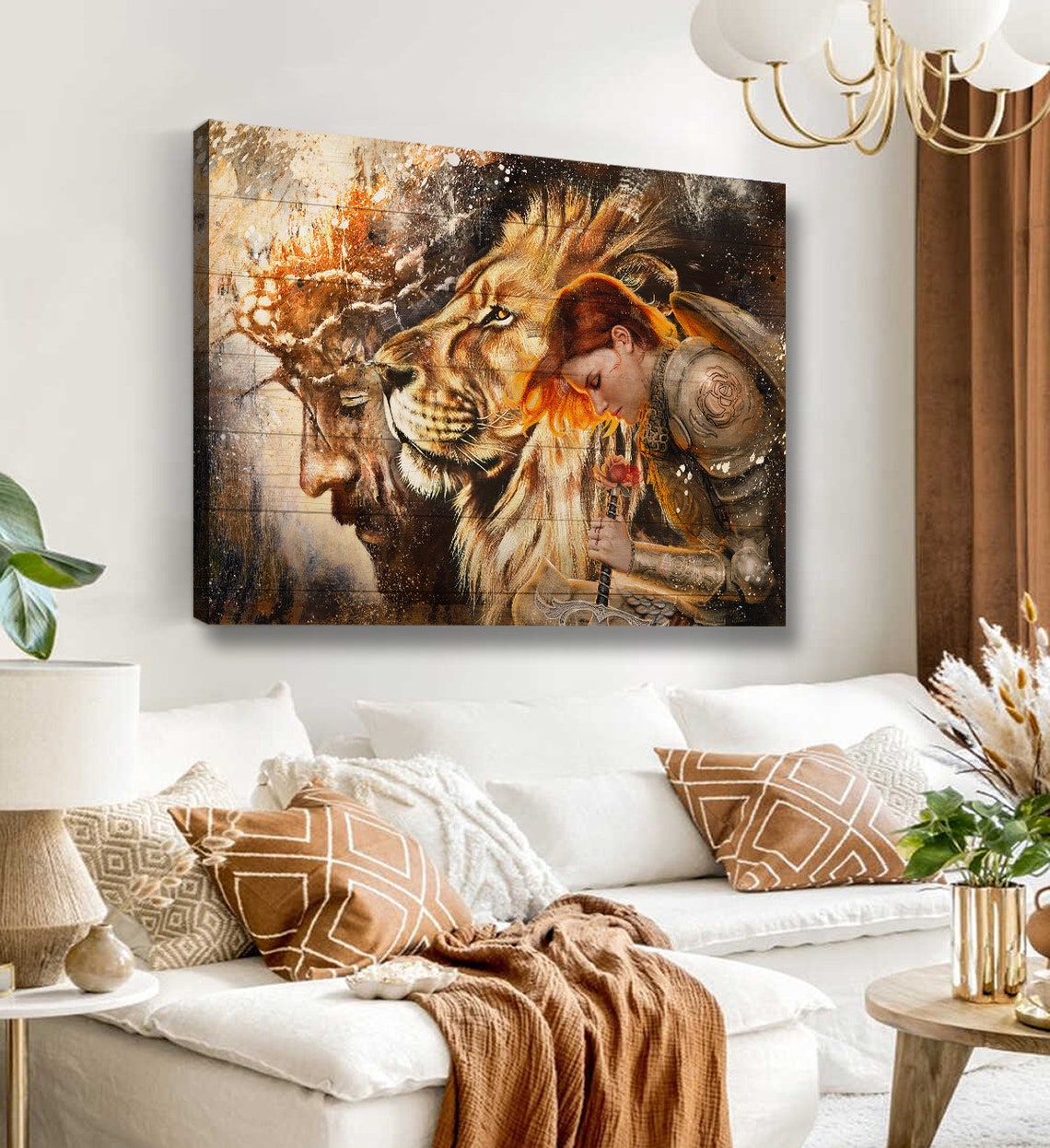Woman Warrior Print Lion Of Judah Art Painting God Wall Art Home Decor Daughter Of The King Female Knight Painting Jesus Artwork - Image 4
