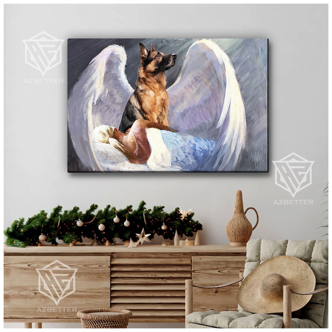 German Shepherd Guardian Angel Protecting Sleeping Girl Poster - Image 2