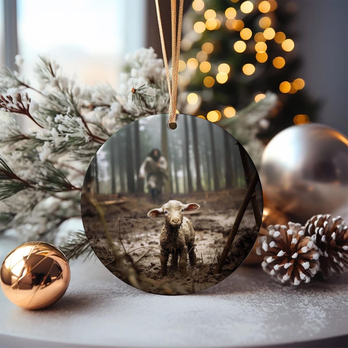 The Good Shepherd Is Coming Lost Lamb Christmas Ornament Poster - Image 5