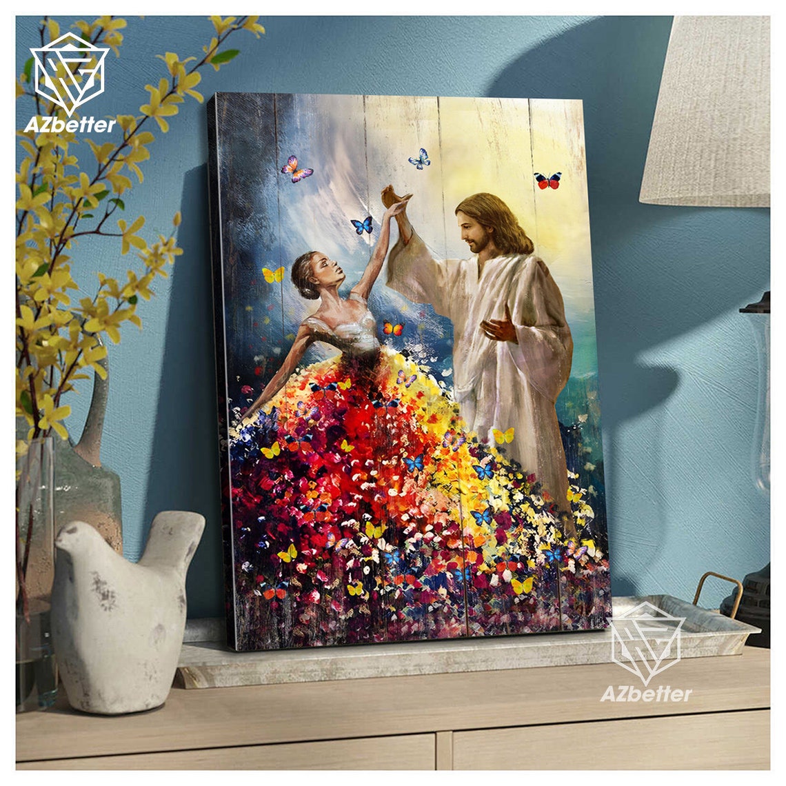 Ballet Dancer Dancing with Jesus Flower Dress Butterflies Faith Poster - Image 5