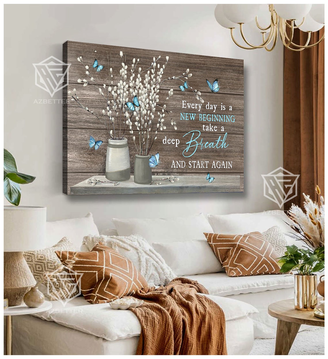 Every Day Is a New Beginning Deep Breath Blue Butterfly Poster - Image 3