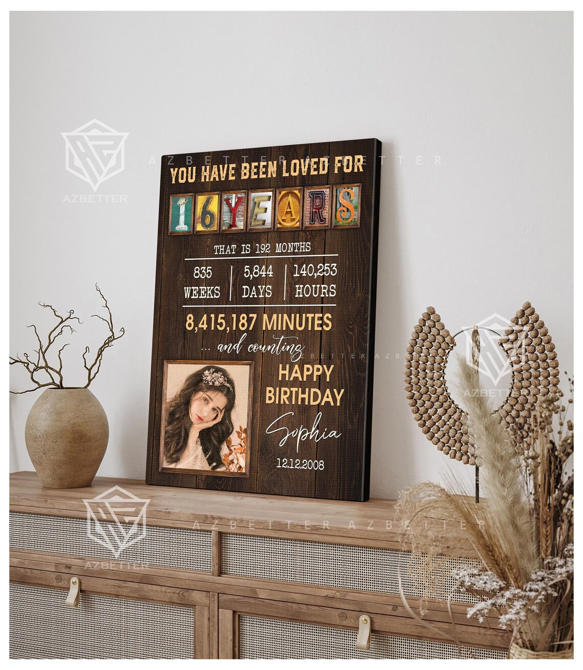 You Have Been Loved For 16 Years Happy Birthday Milestone Poster - Image 2