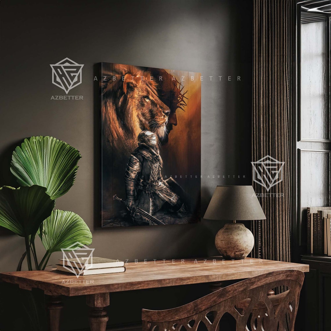 Armor Of God Warrior Of Jesus Painting Lion Of Judah Wall Art Knight Of The King Christian Home Decor Son Of The King - Image 3