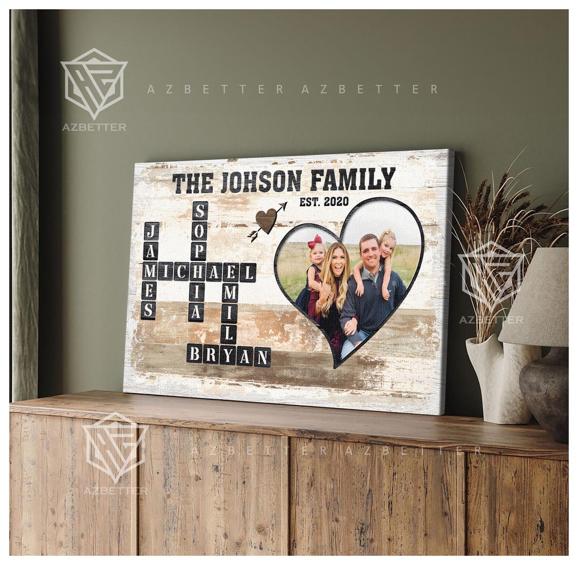 Personalized Family Name Crossword Family Name Sign Custom Family Letter Tile Print Name Puzzle Last Name Sign Family Picture - Image 5