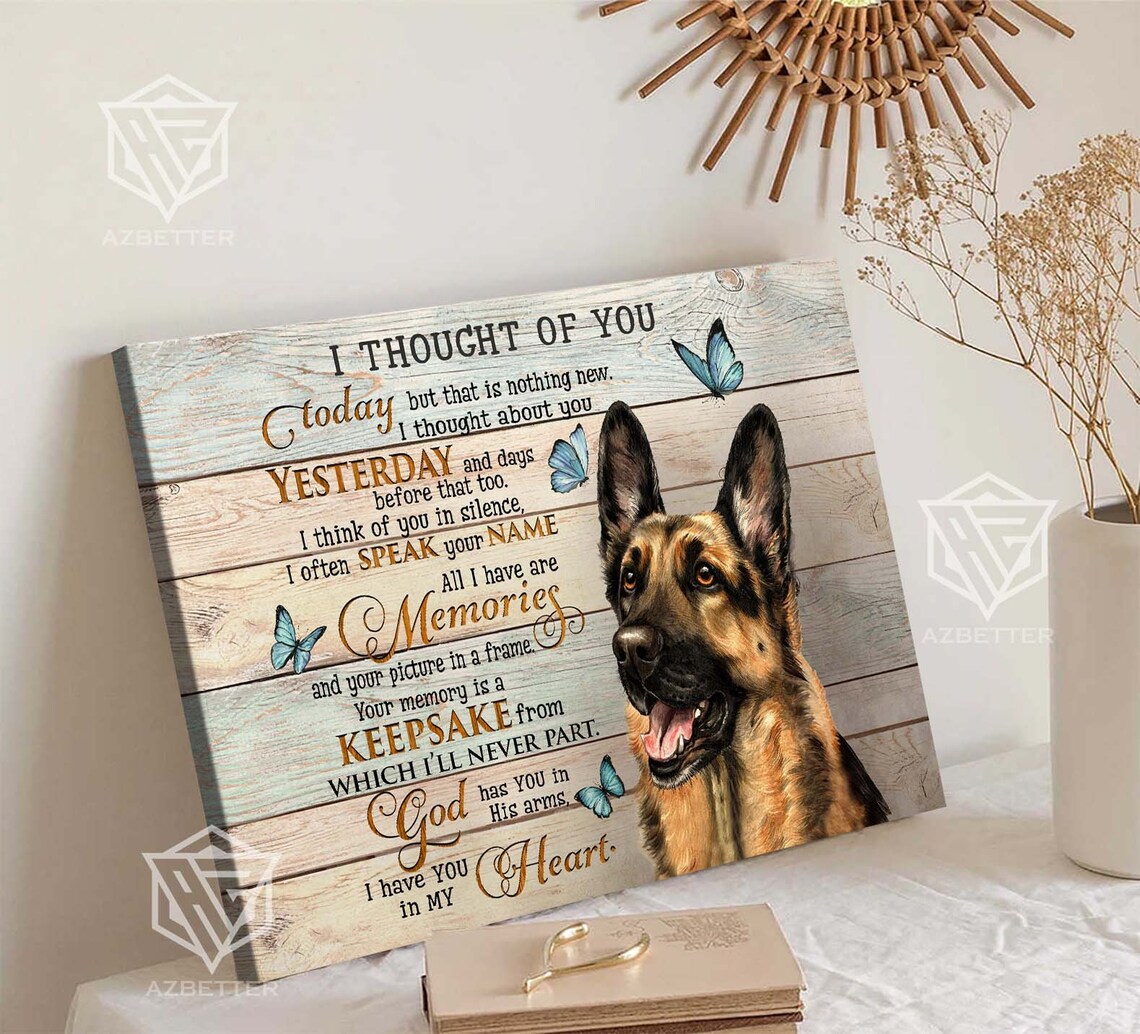 German Shepherd I Thought of You Memorial Poem Butterfly Canvas Poster