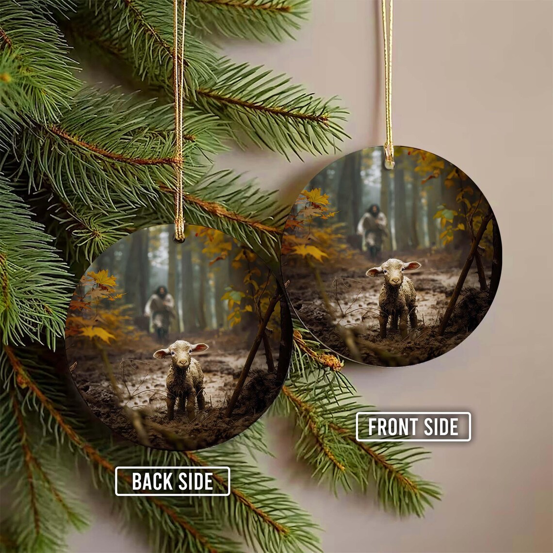He Leaves The 99 To Rescue Me Lost Lamb Christmas Ornament Poster - Image 4