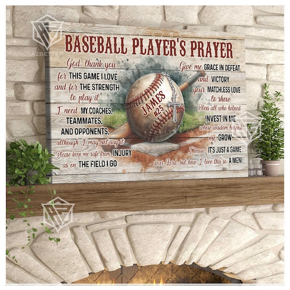 Personalized Baseball Players Prayer, Gift For Baseball Player