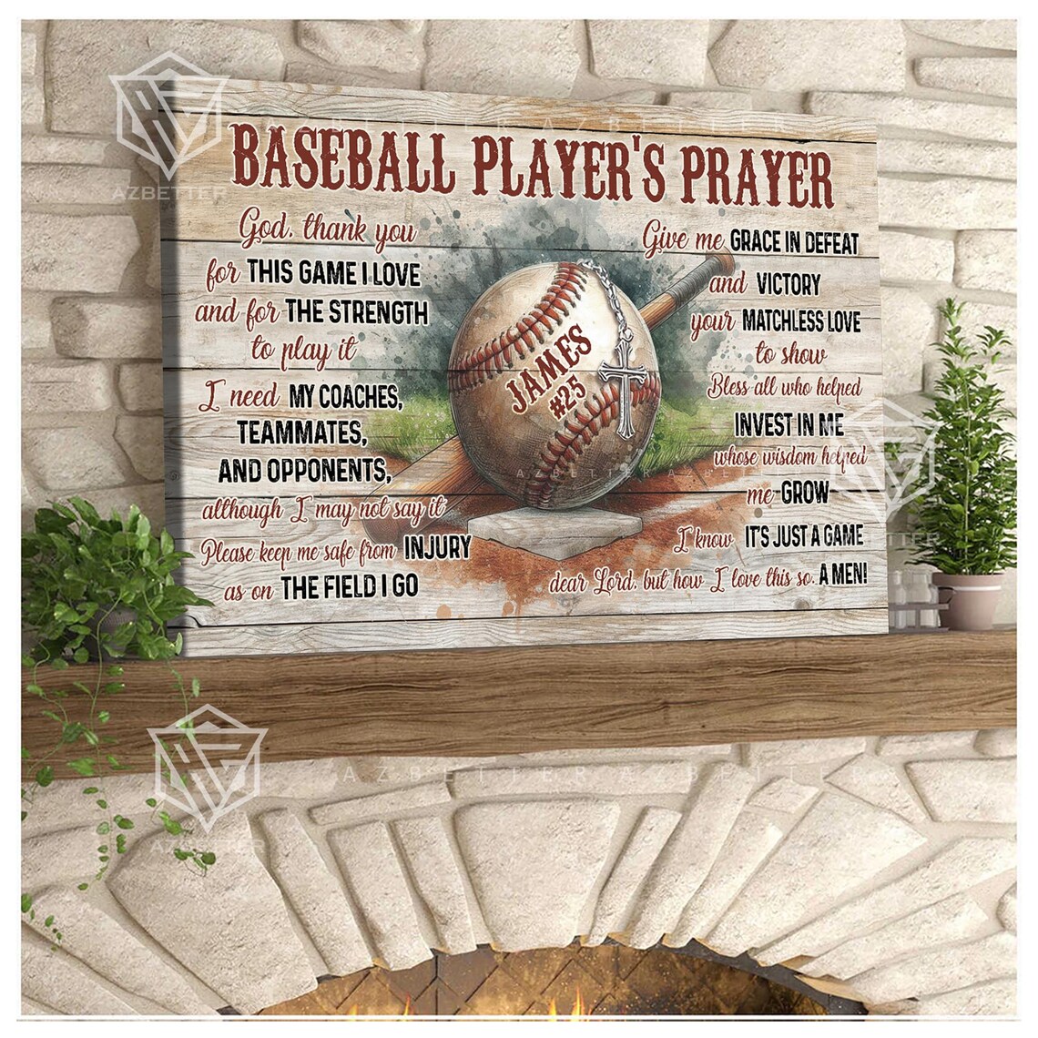 Personalized Baseball Players Prayer, Gift For Baseball Player