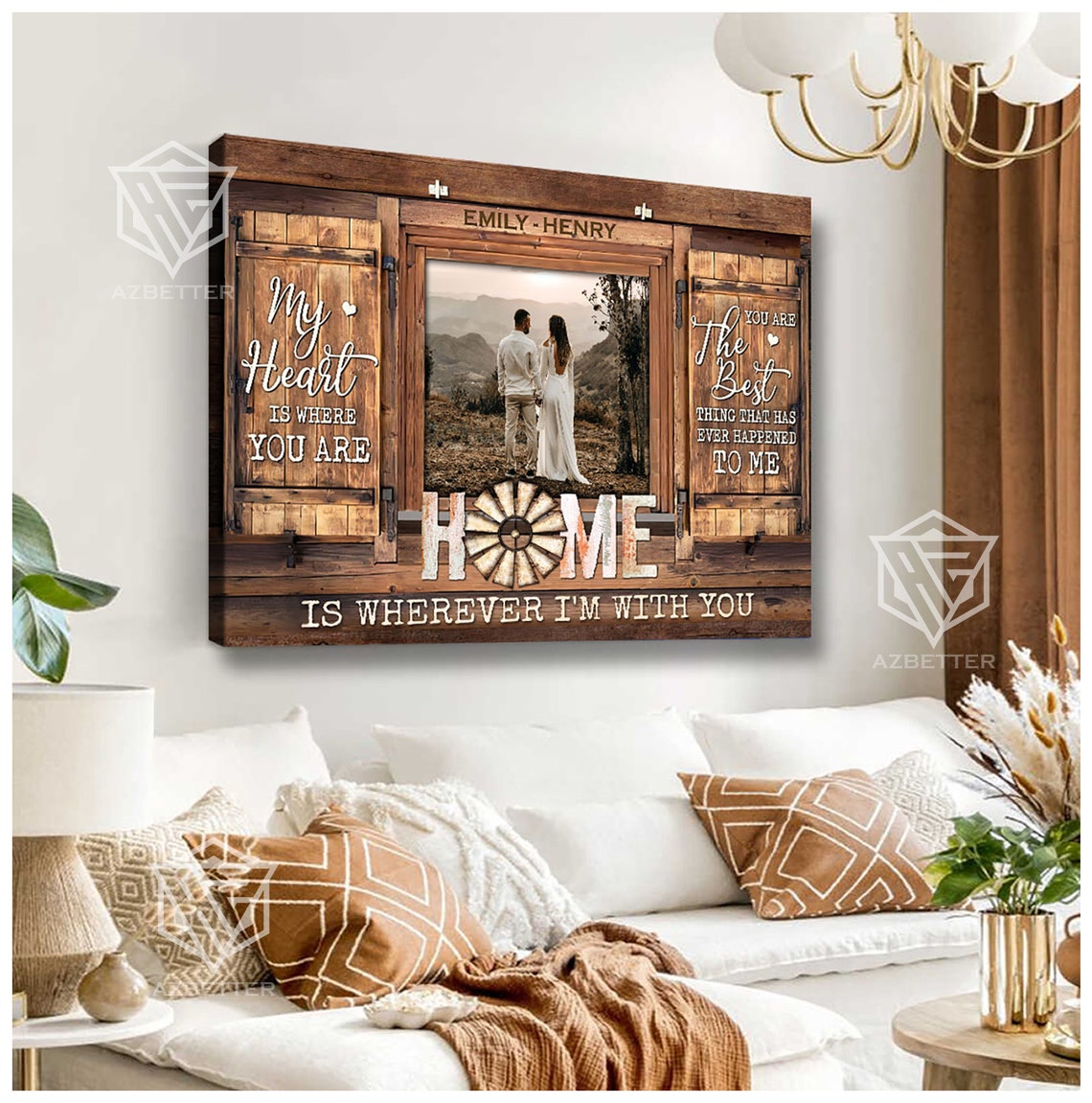 Personalized Home Is Wherever I Am With You Barn Door Couple Poster - Image 4