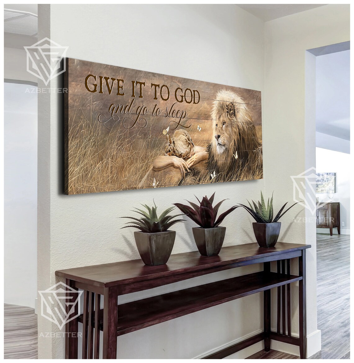 Give It To God And Go To Sleep Lion Sleeping Child Faith Comfort Poster - Image 3