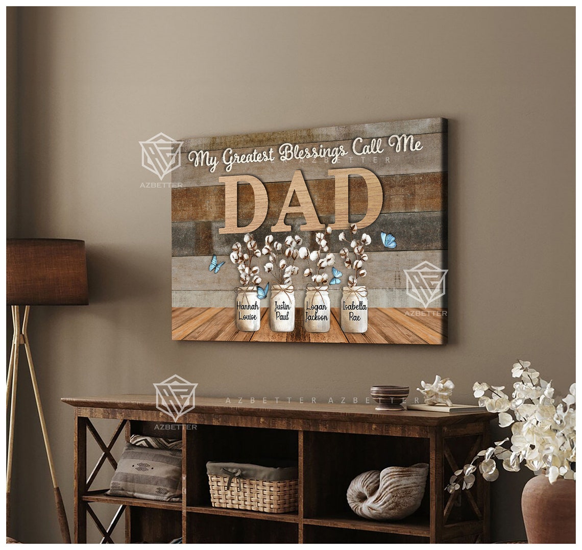 My Greatest Blessings Call Me Dad Cotton Mason Jar Names Gift Poster - Image 4