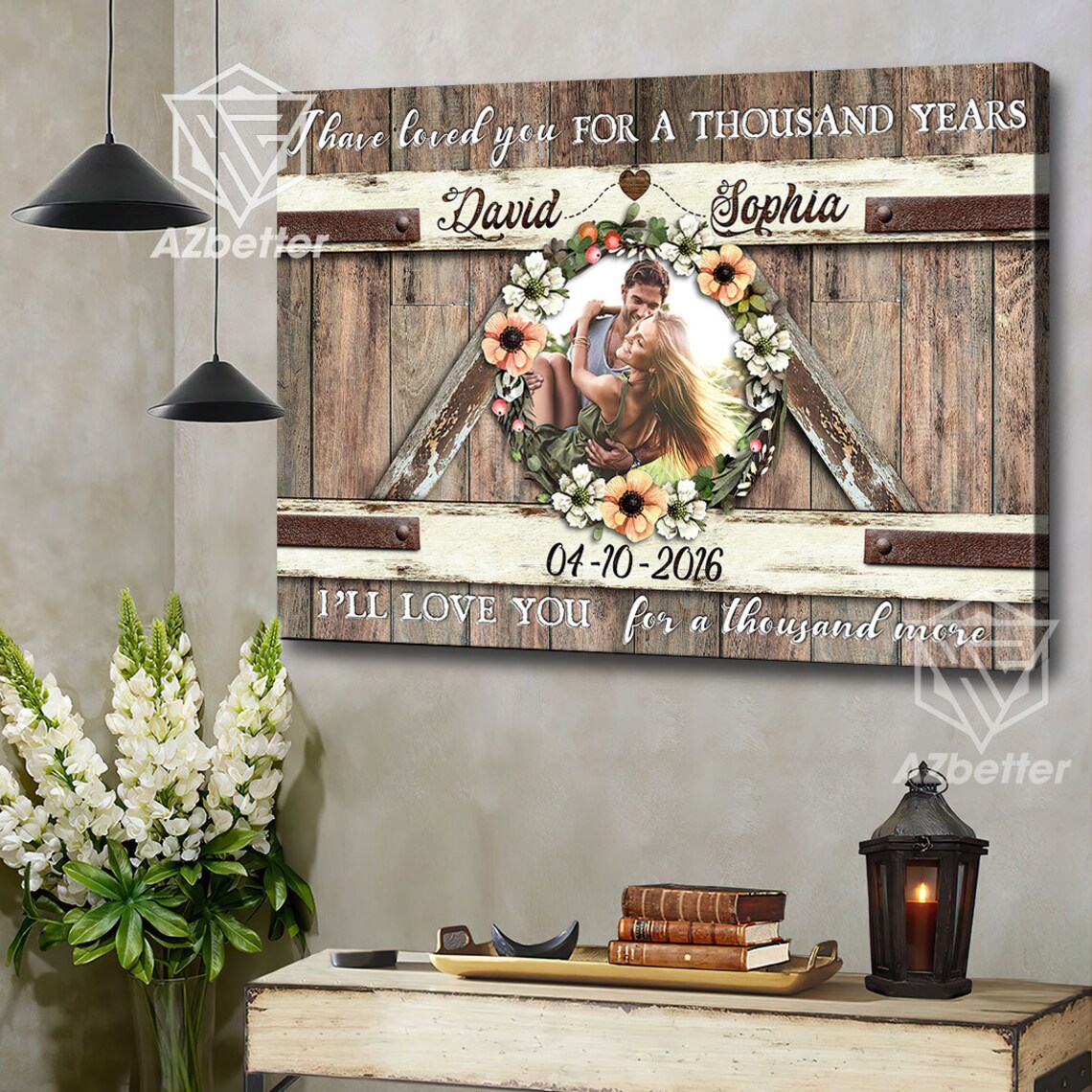 Thousand Years Love Couple Names Date Barn Door Photo Poster - Image 4