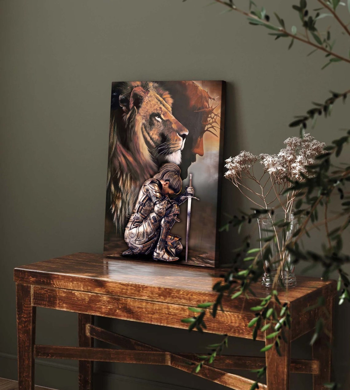 Daughter Of The King Child Of God Lion Jesus Painting God Wall Art Gift For Christian Female Warrior Of God - Image 5