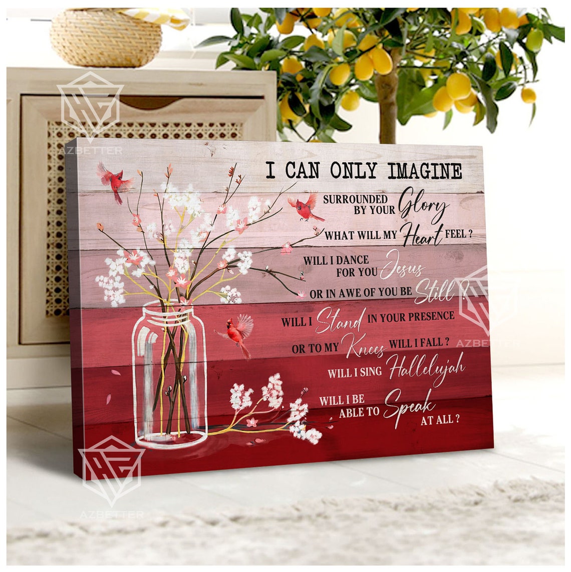 I Can Only Imagine Red Cardinal Christian Hymn Song Lyric Poster - Image 4