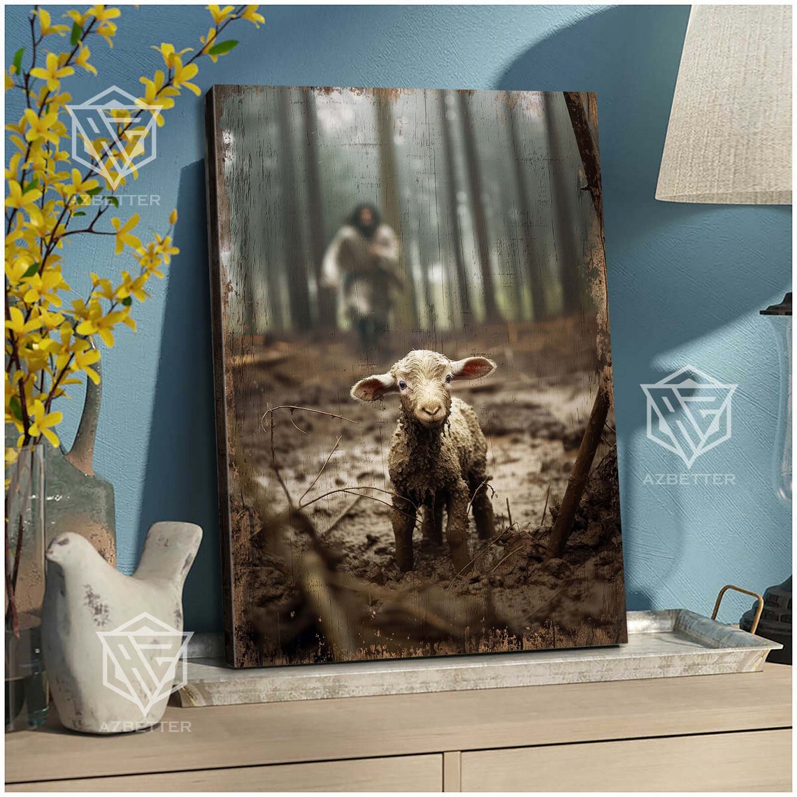 The Good Shepherd Runs After the Lost Lamb in the Forest Poster - Image 5