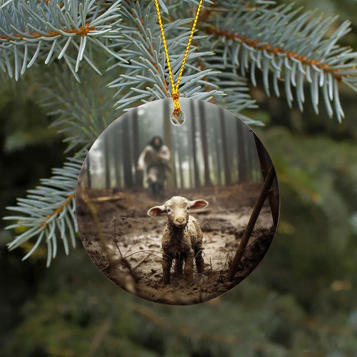 The Good Shepherd Is Coming Lost Lamb Christmas Ornament Poster - Image 3