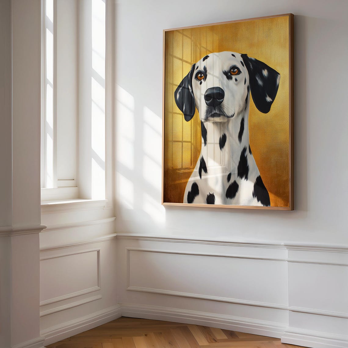 Dalmatian Dog Portrait on a Gold Background Vintage Style Art Print - Image 2