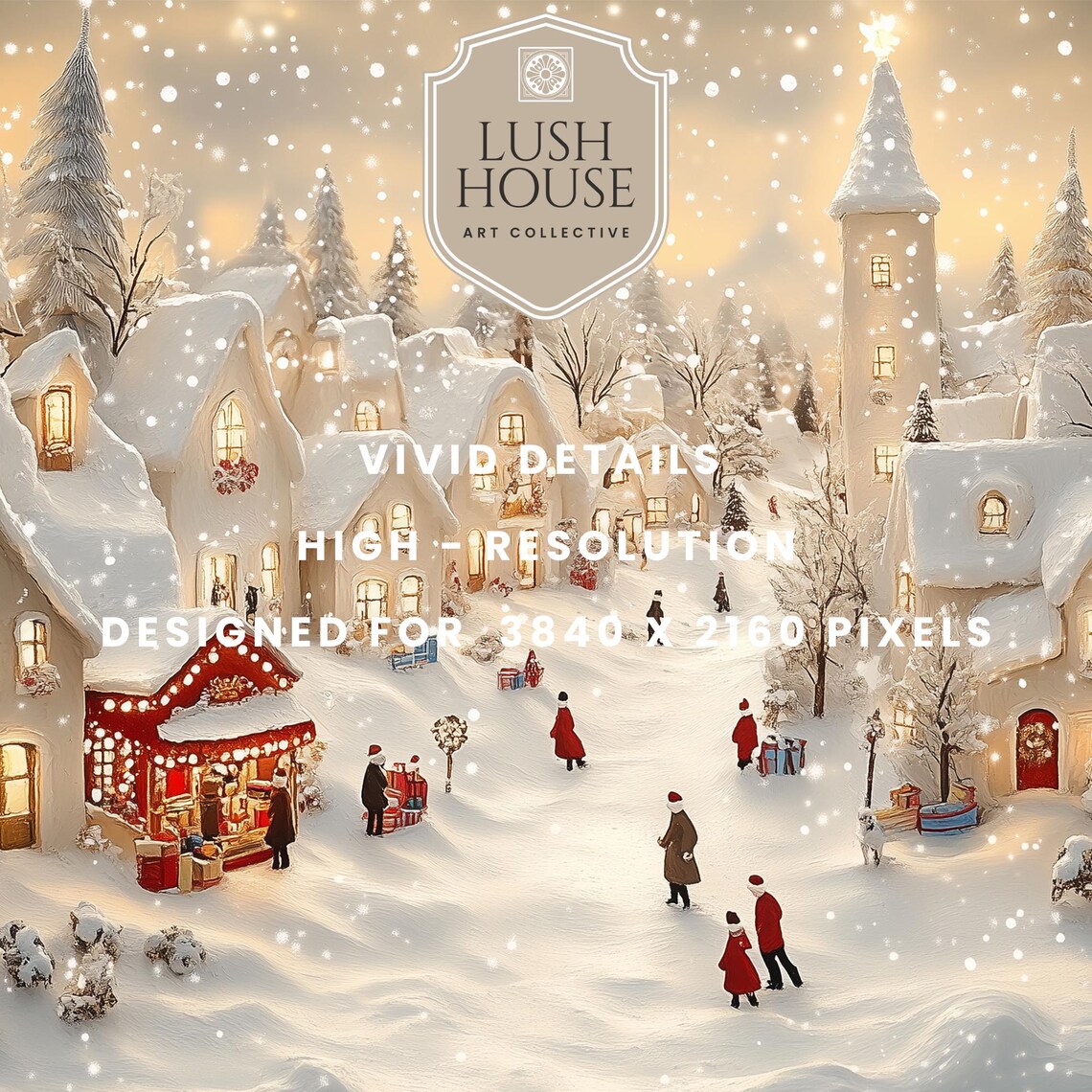 Christmas Village Santa's Workshop, Winter Art Print - Image 2