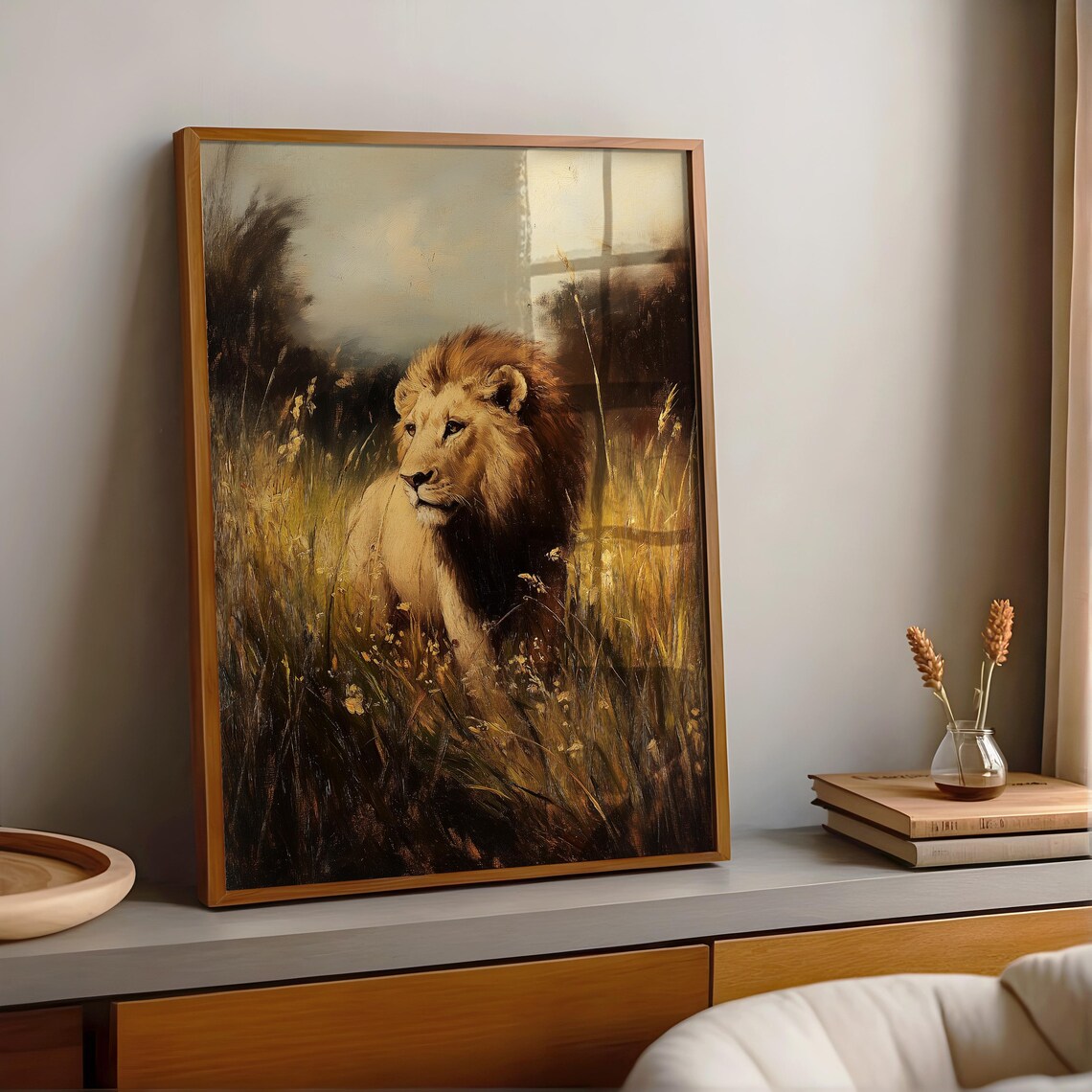 Antique Lion, Vintage African Landscape Art Print - Image 3