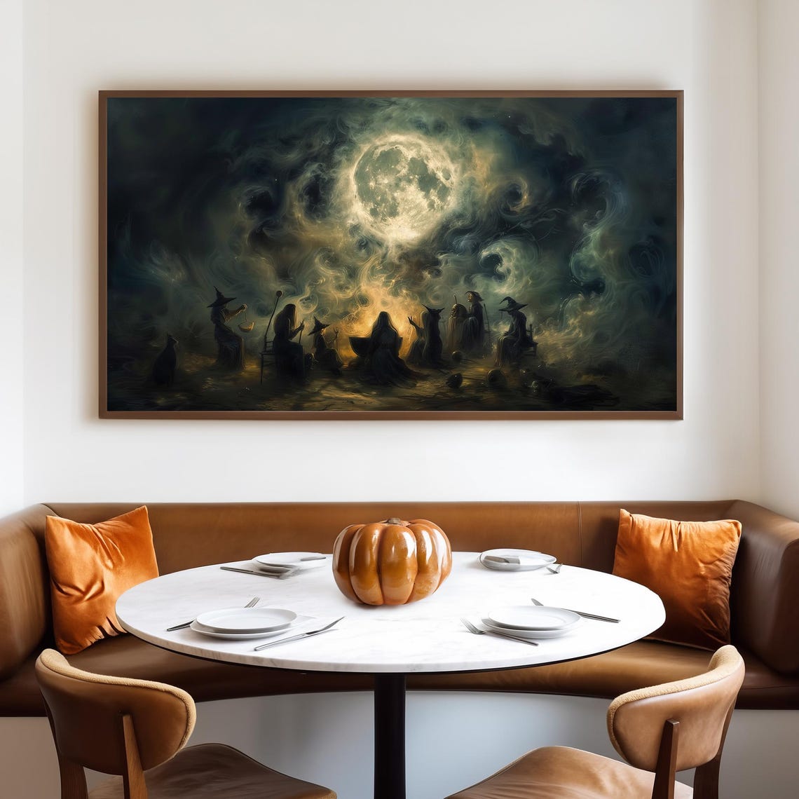 Coven of Witches Gathering Under a Full Moon on a Smoky Night Poster - Image 4
