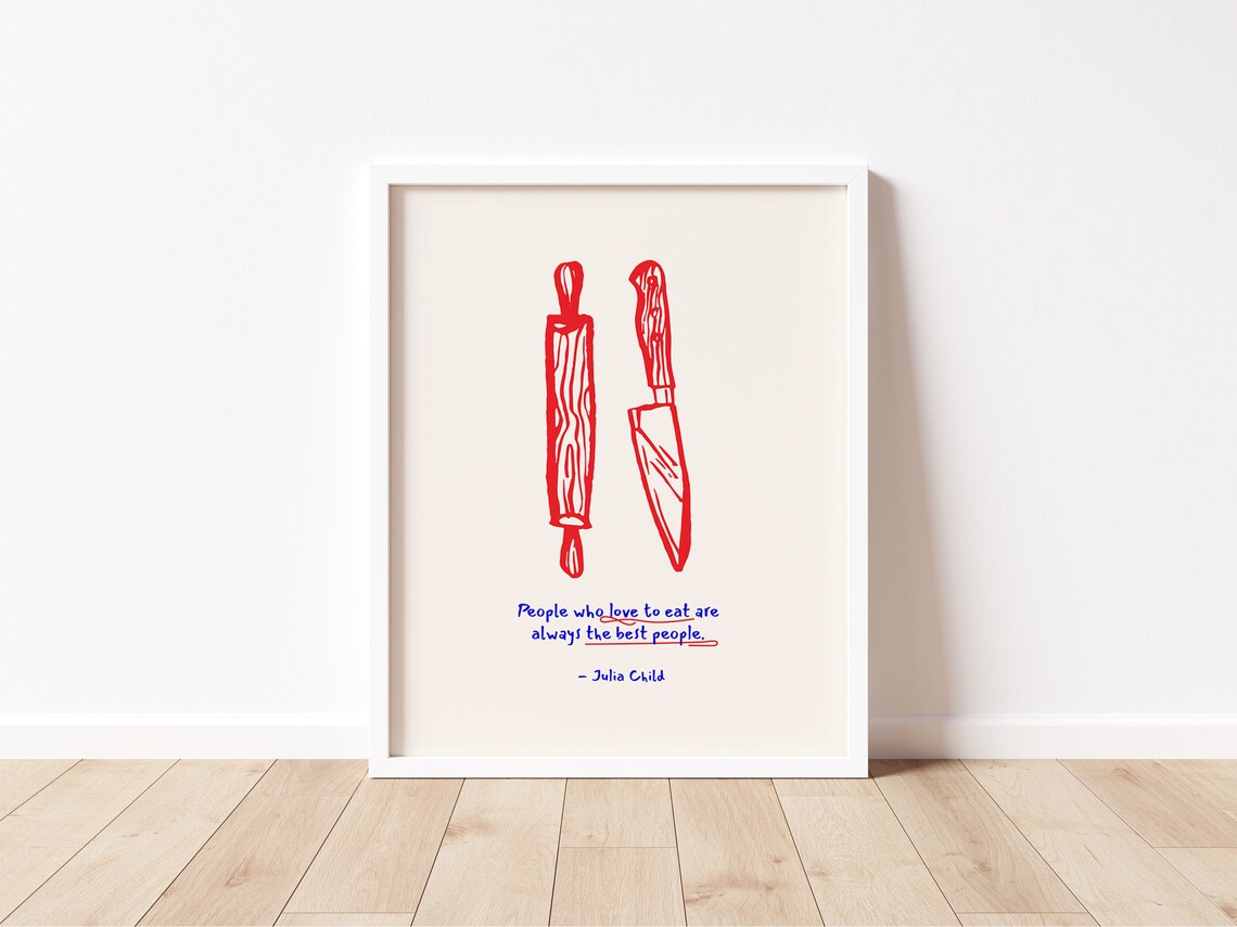 Julia Child Food Quote Red Utensils Kitchen Chef Decor Wall Art - Image 2