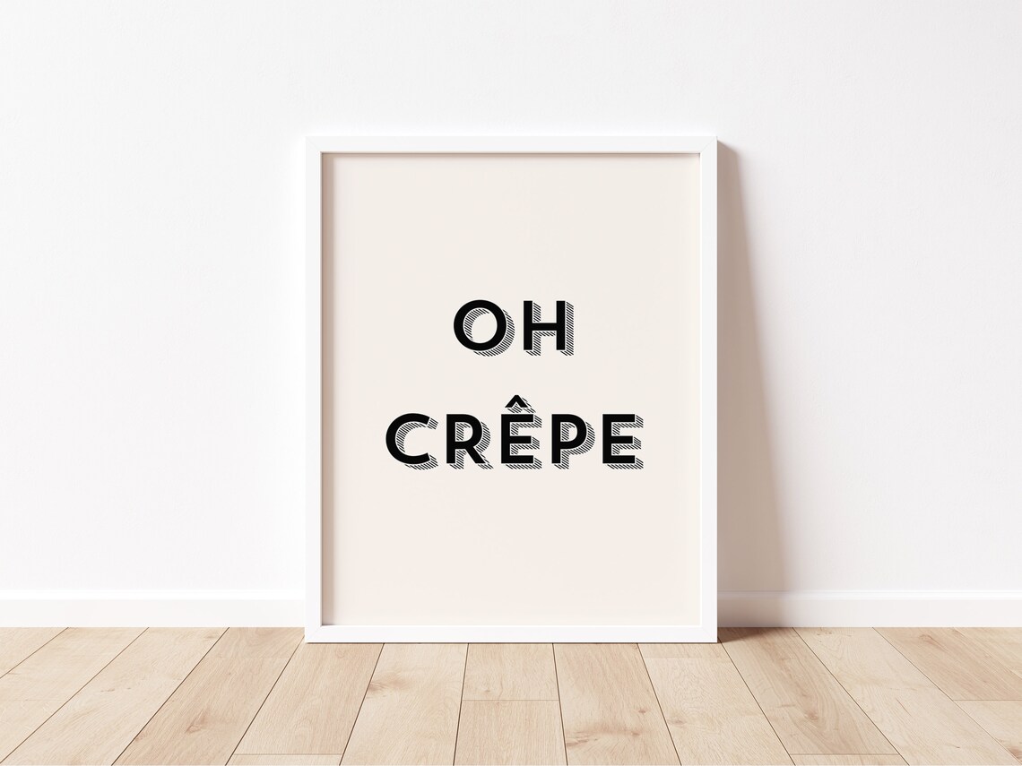 Oh Crepe French Kitchen Food Pun Retro Typography Wall Print - Image 2