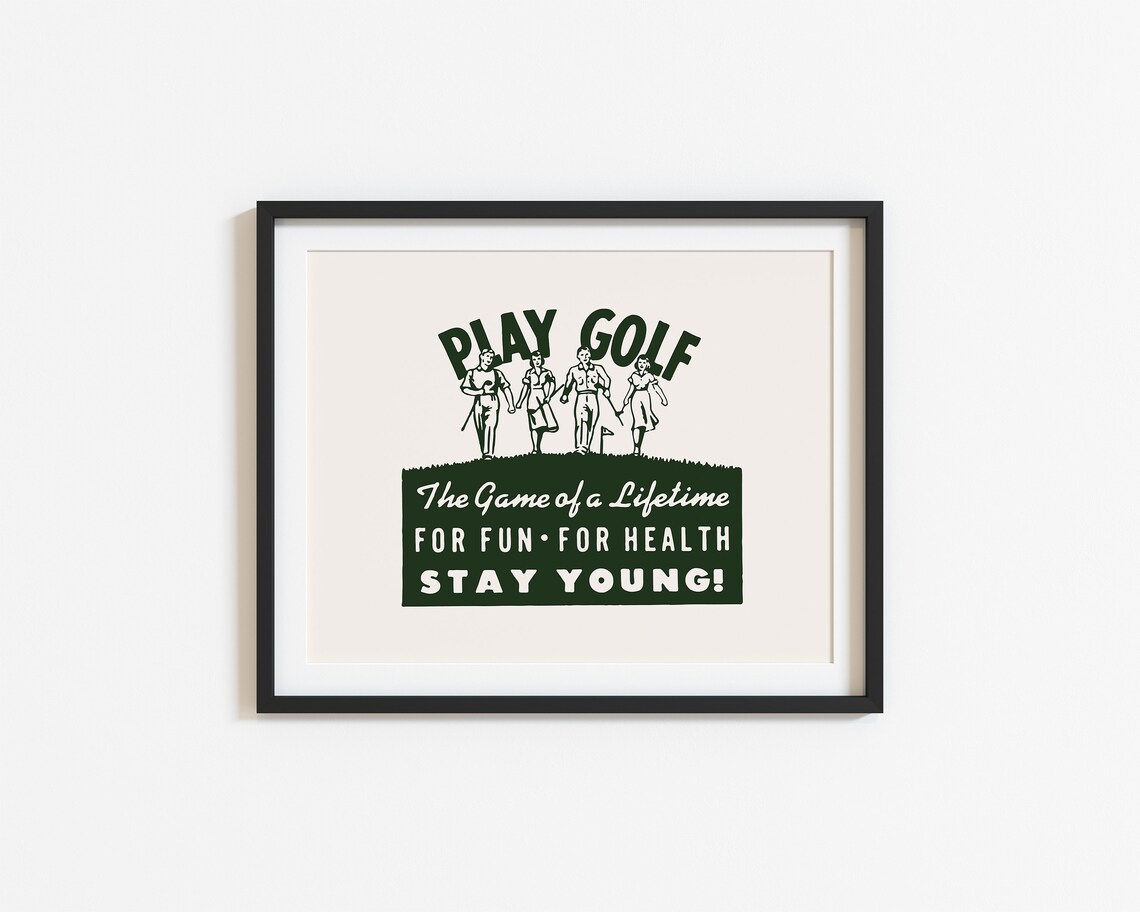 Play Golf Game Of A Lifetime Vintage Retro Four Golfers Wall Art - Image 2