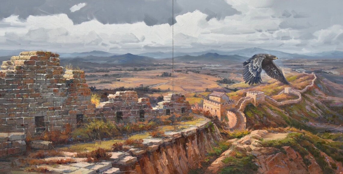 Original Landscape Oil Painting Painting Of An Eagle Flying Over The Border Personalized Gifts Large Oil Painting Wall Art On - Image 5