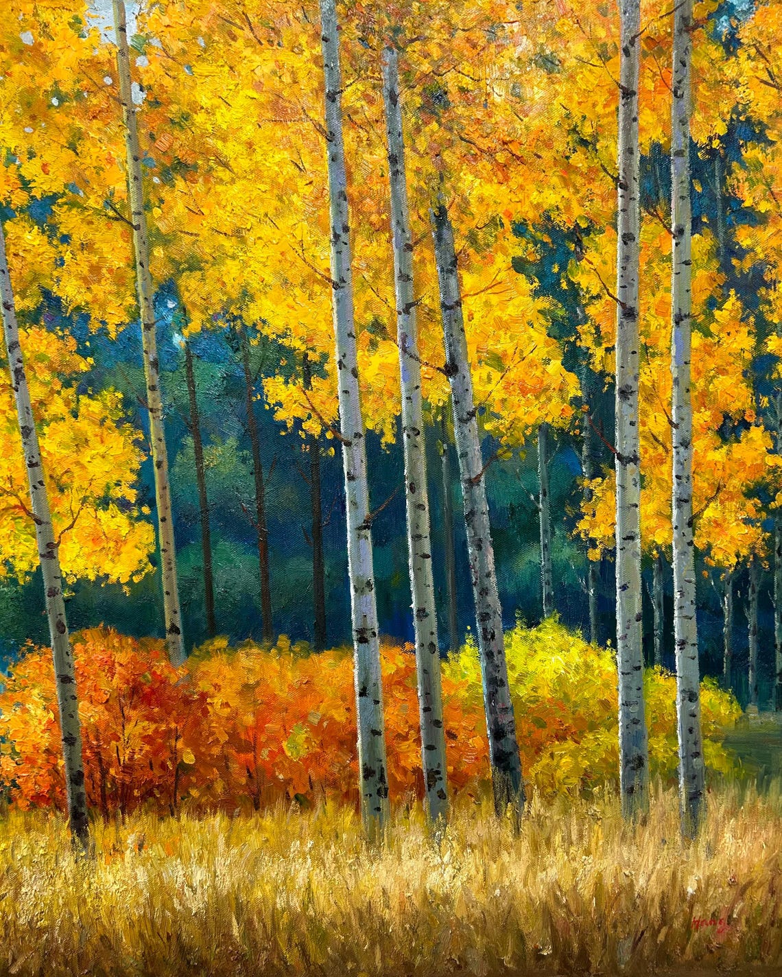 Autumn Birch Forest Oil Painting Original Oil Painting Landscape Living Room Wall Art Decoration Oil Painting Art - Image 3