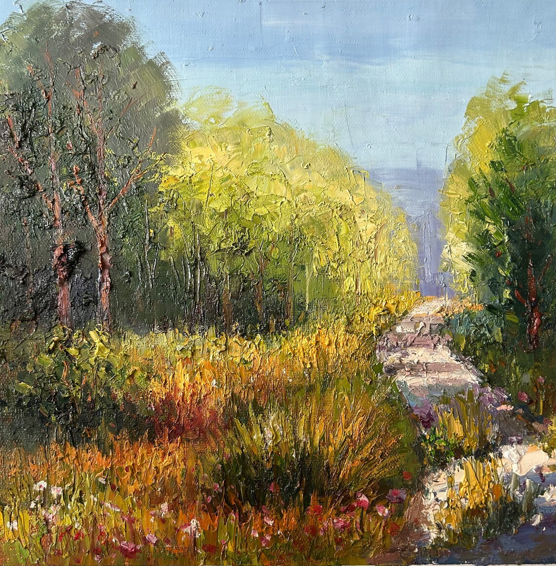 Summer Country Path Green Trees Wildflower Meadow Landscape Poster - Image 3