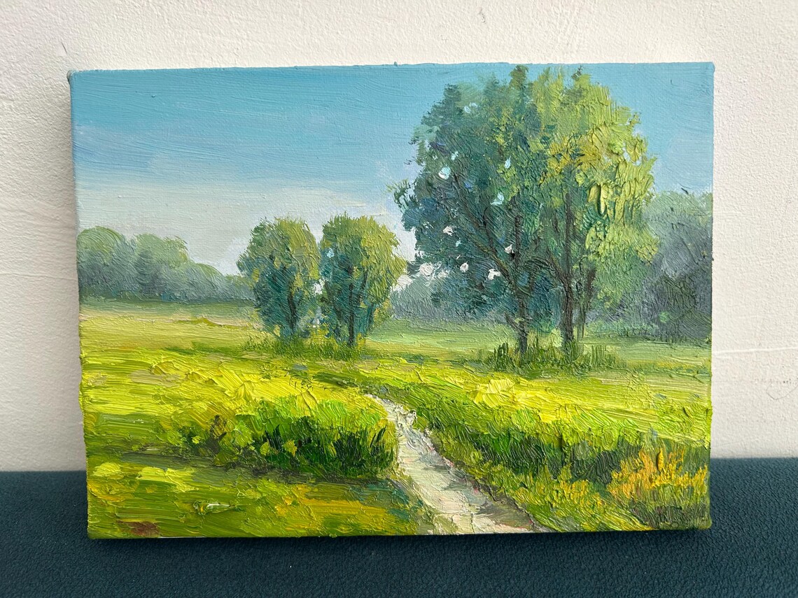 Country Meadow Path Oil Painting Green Trees Summer Countryside Poster - Image 4