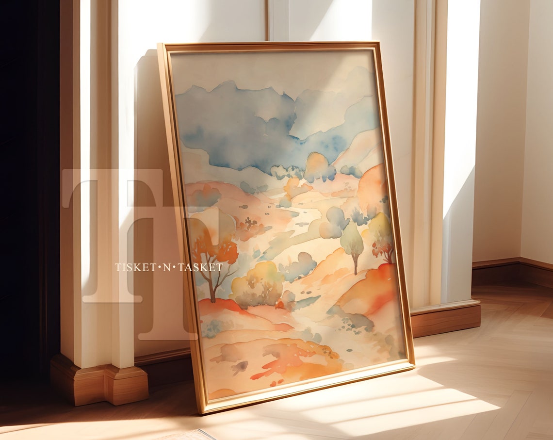 Soft Abstract Watercolor Landscape Warm Pastel Modern Art Print