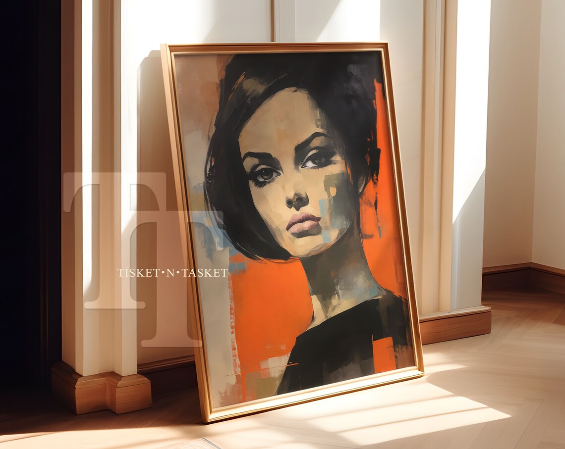Abstract Female Portrait Retro Style Art Print
