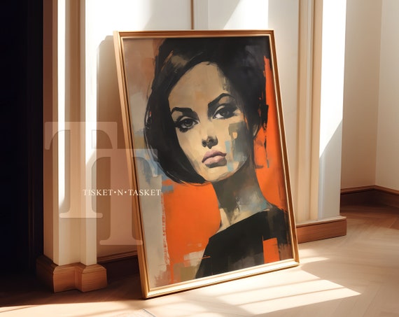 Abstract Female Portrait Retro Style Art Print